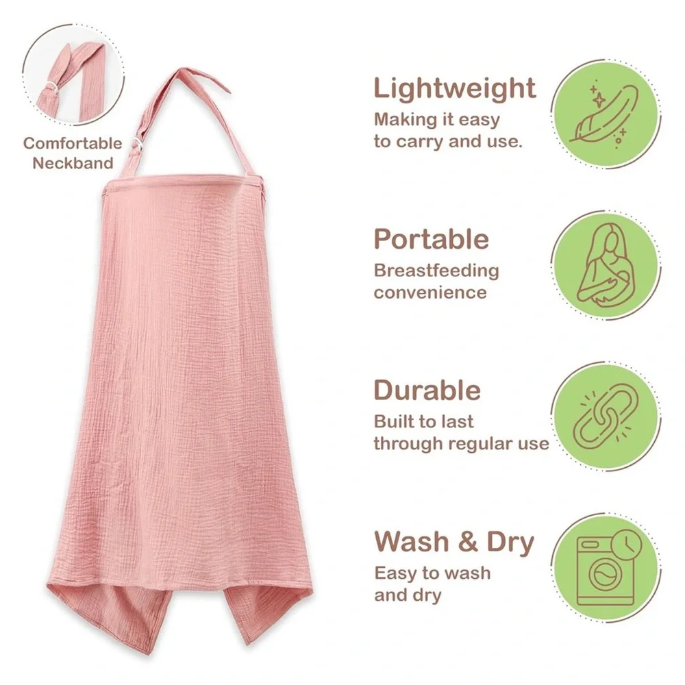 Infancie 100% Organic Cotton Muslin Nursing Cover Pink NEW